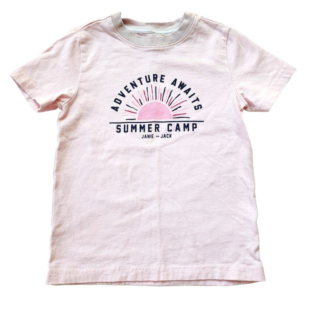 Janie & Jack 4T Summer Camp Light Pink Short Sleeve Tee